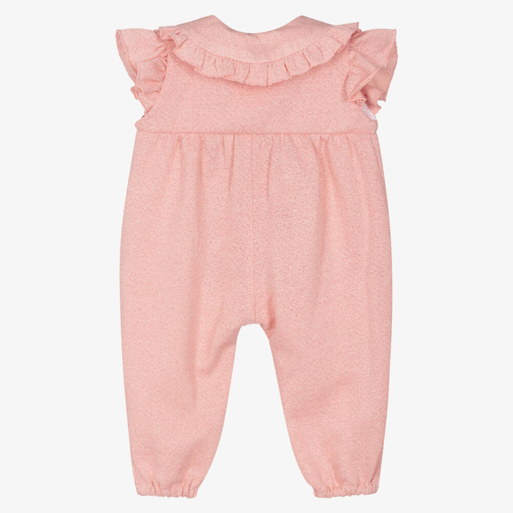 Phi Clothing-Girls Pink Sparkle Jersey Jumpsuit with Ribbon Bows | Childrensalon Outlet