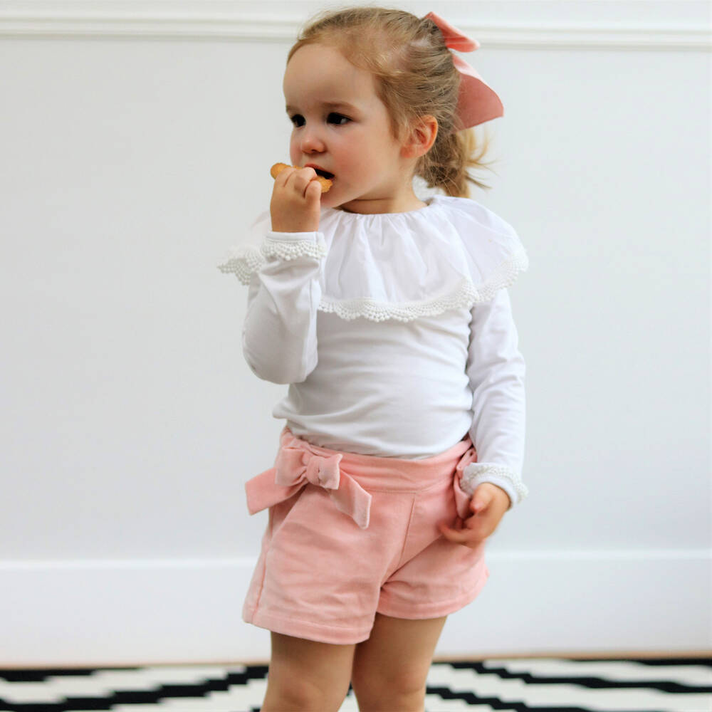 Phi Clothing-Розовые бархатные шорты для девочек | Childrensalon Outlet