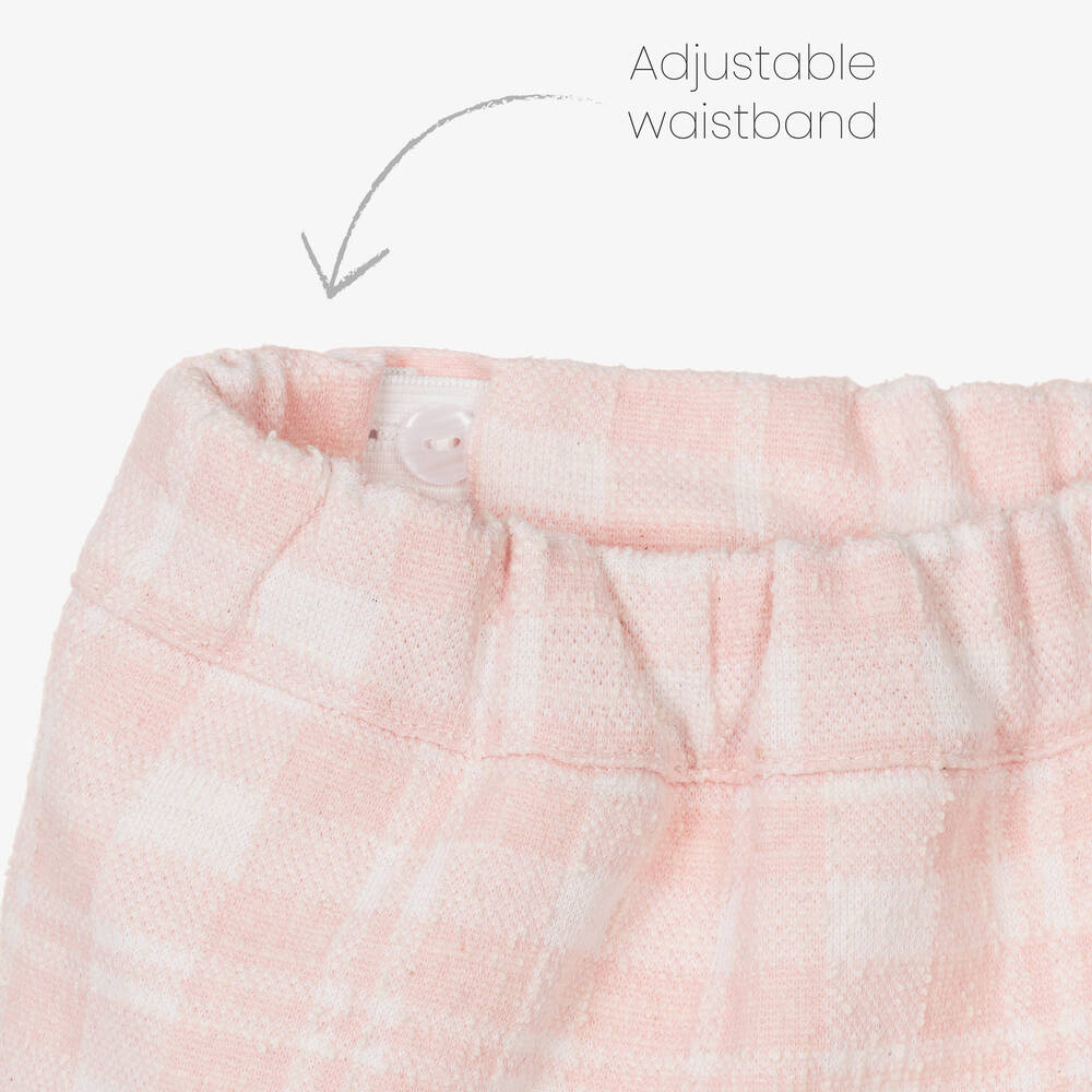 Phi Clothing-تنورة مزيج قطن كاروهات لون زهري وأبيض | Childrensalon Outlet