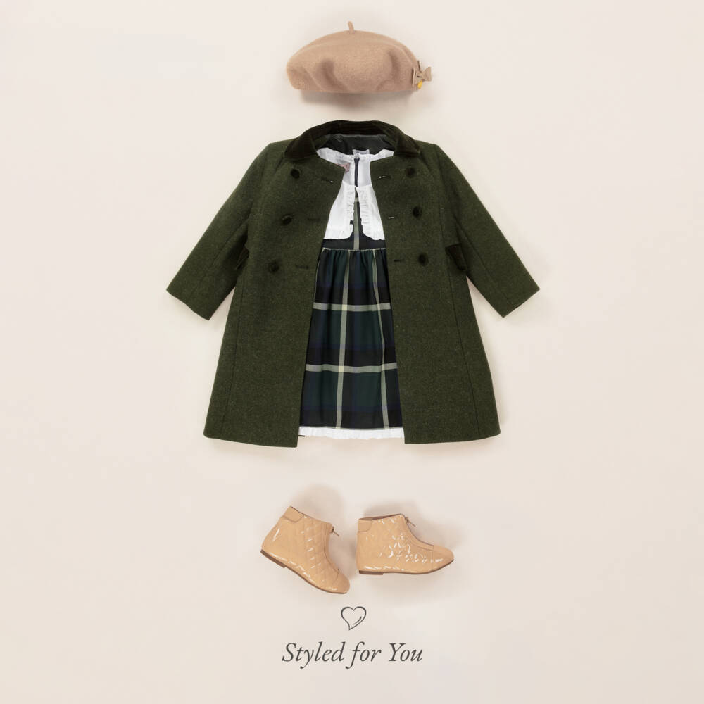 Phi Clothing-فستان تارتان لون أخضر | Childrensalon Outlet