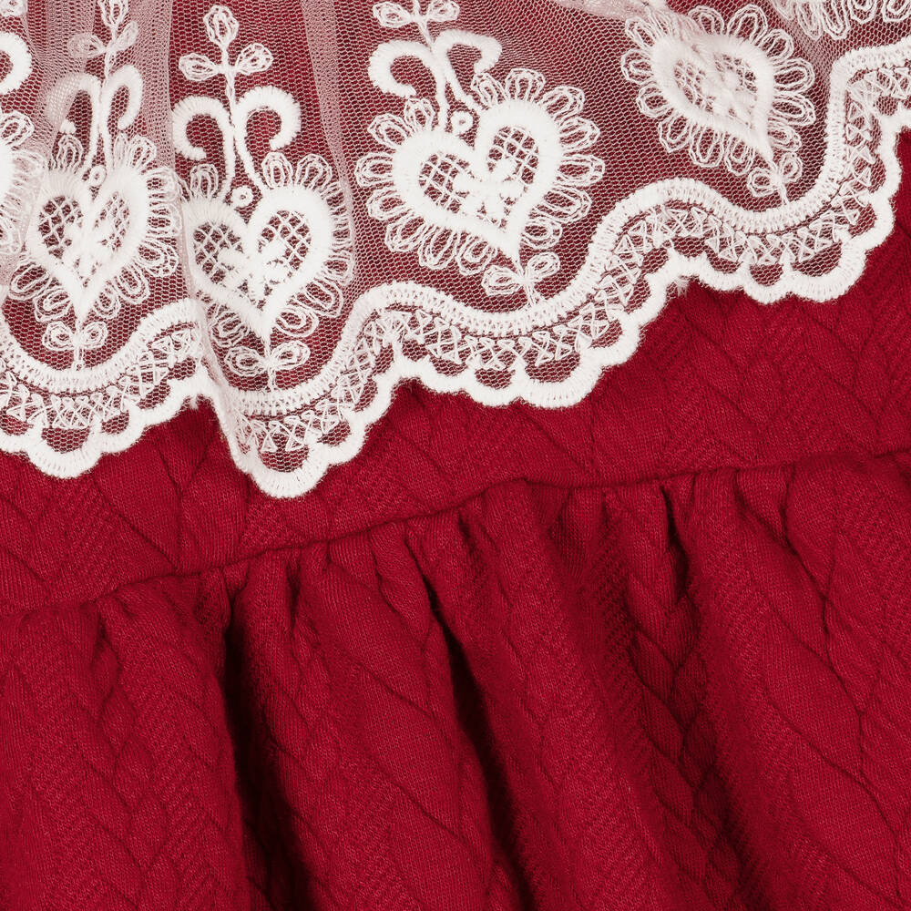 في كلودينغ-فستان مزيج فيسكوز محبوك لون أحمر | Childrensalon Outlet