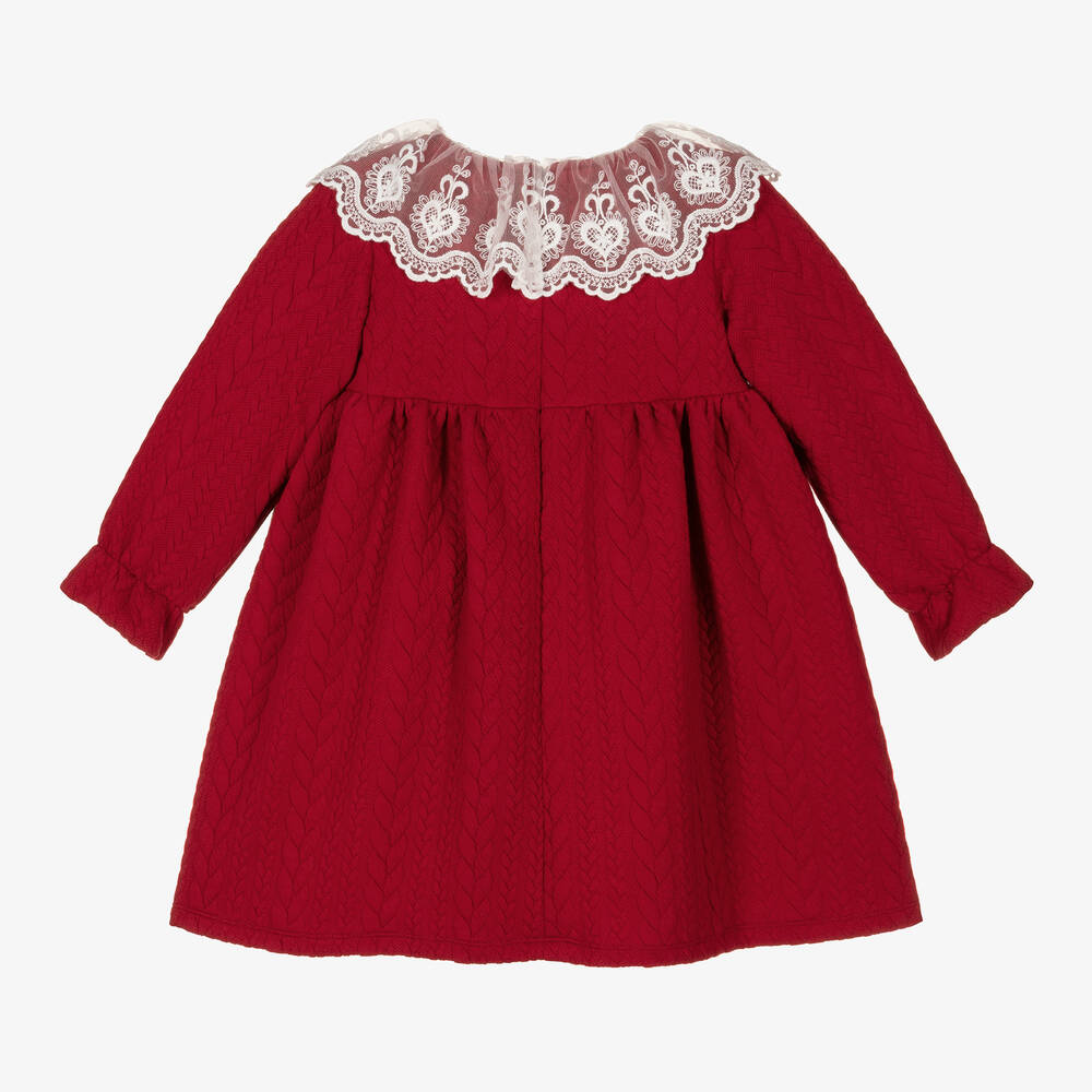 في كلودينغ-فستان مزيج فيسكوز محبوك لون أحمر | Childrensalon Outlet