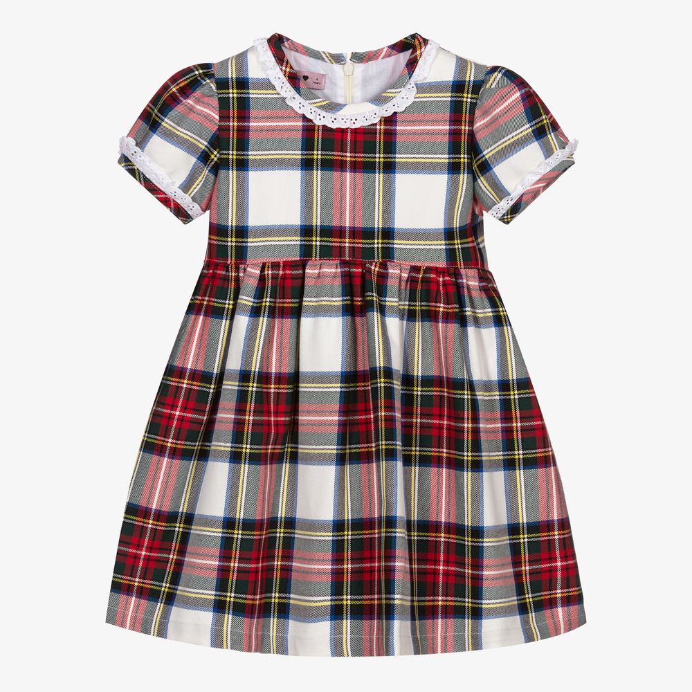 Phi Clothing-فستان قطن تويل كاروهات لون أحمر | Childrensalon Outlet