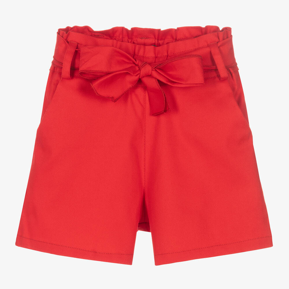 Phi Clothing - Short rouge à nœud en coton fille | Childrensalon