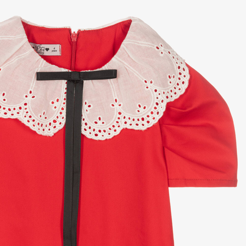 Phi Clothing-فستان قطن لون أحمر | Childrensalon Outlet