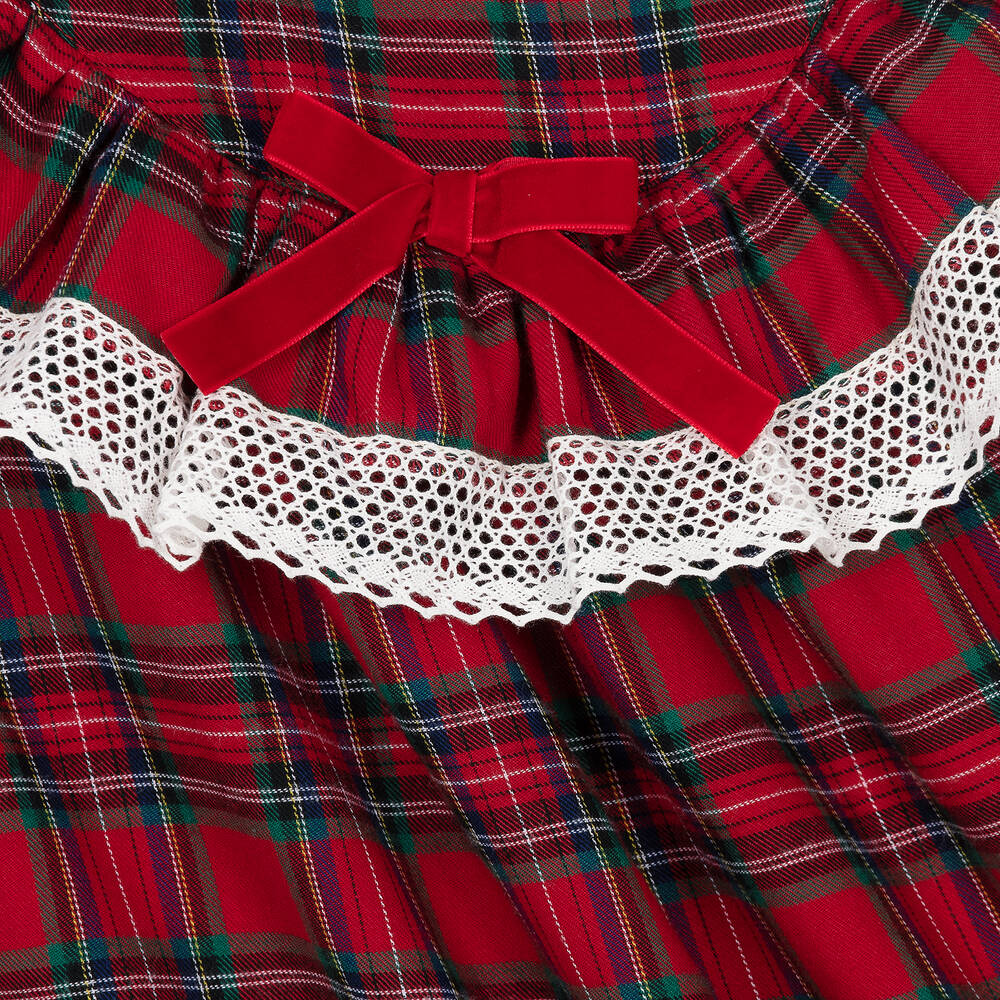Phi Clothing-Girls Red Cotton Tartan Dress | Childrensalon Outlet