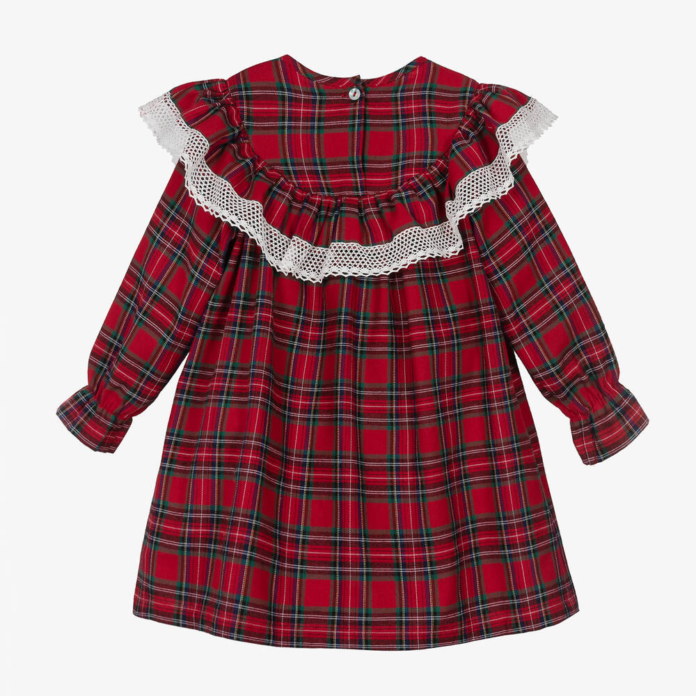 Phi Clothing-Girls Red Cotton Tartan Dress | Childrensalon Outlet