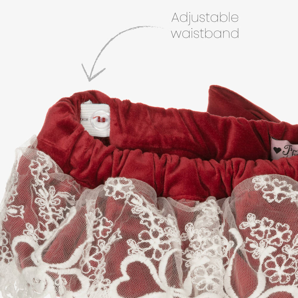 Phi Clothing-Girls Red Cotton Velvet Bloomer Shorts | Childrensalon Outlet