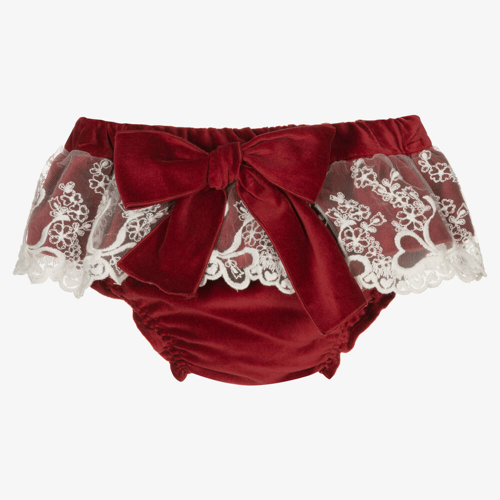 Phi Clothing-Girls Red Cotton Velvet Bloomer Shorts | Childrensalon Outlet