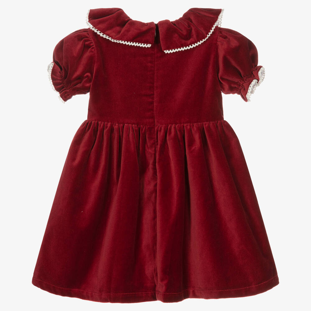 Phi Clothing-Girls Red Cotton Velvet Dress | Childrensalon Outlet