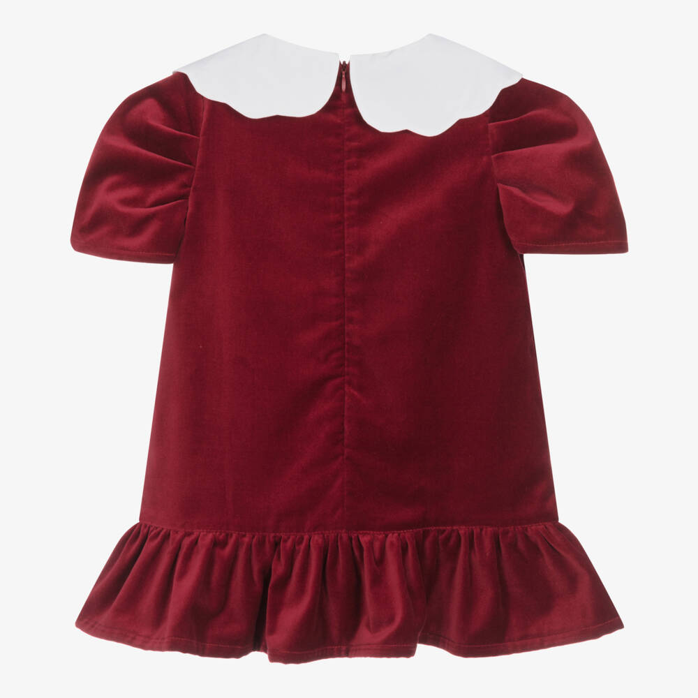 Phi Clothing-Girls Red Cotton Velvet Dress | Childrensalon Outlet