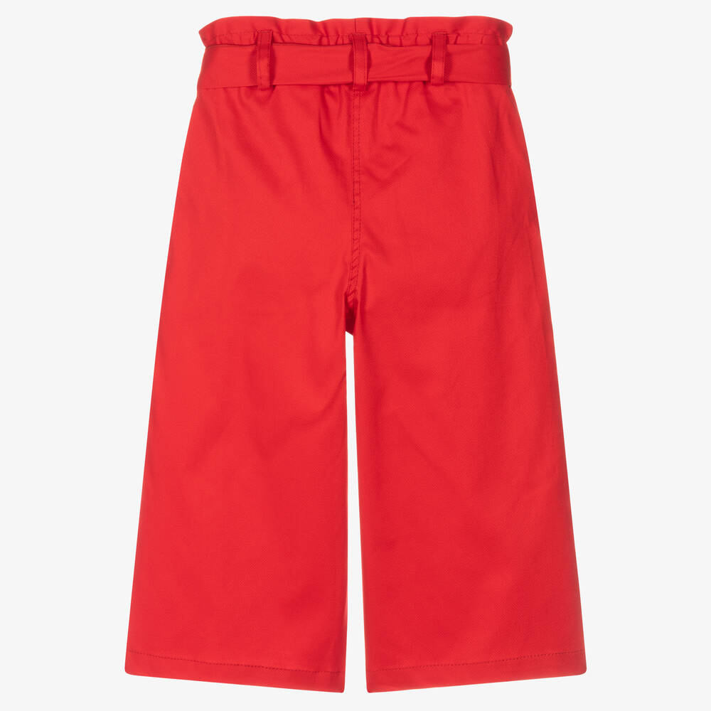 Phi Clothing-Girls Red Cotton Wide Leg Trousers | Childrensalon Outlet