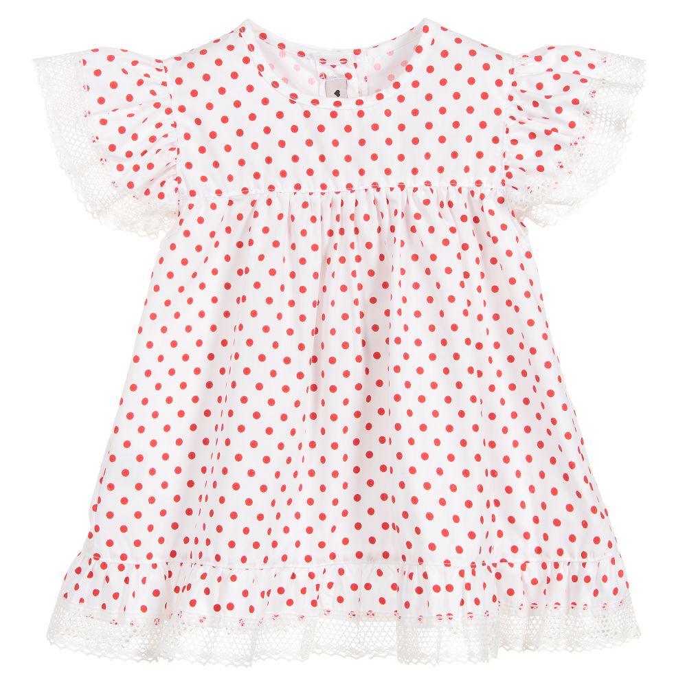 Phi Clothing - Girls Red Dot Cotton Blouse | Childrensalon