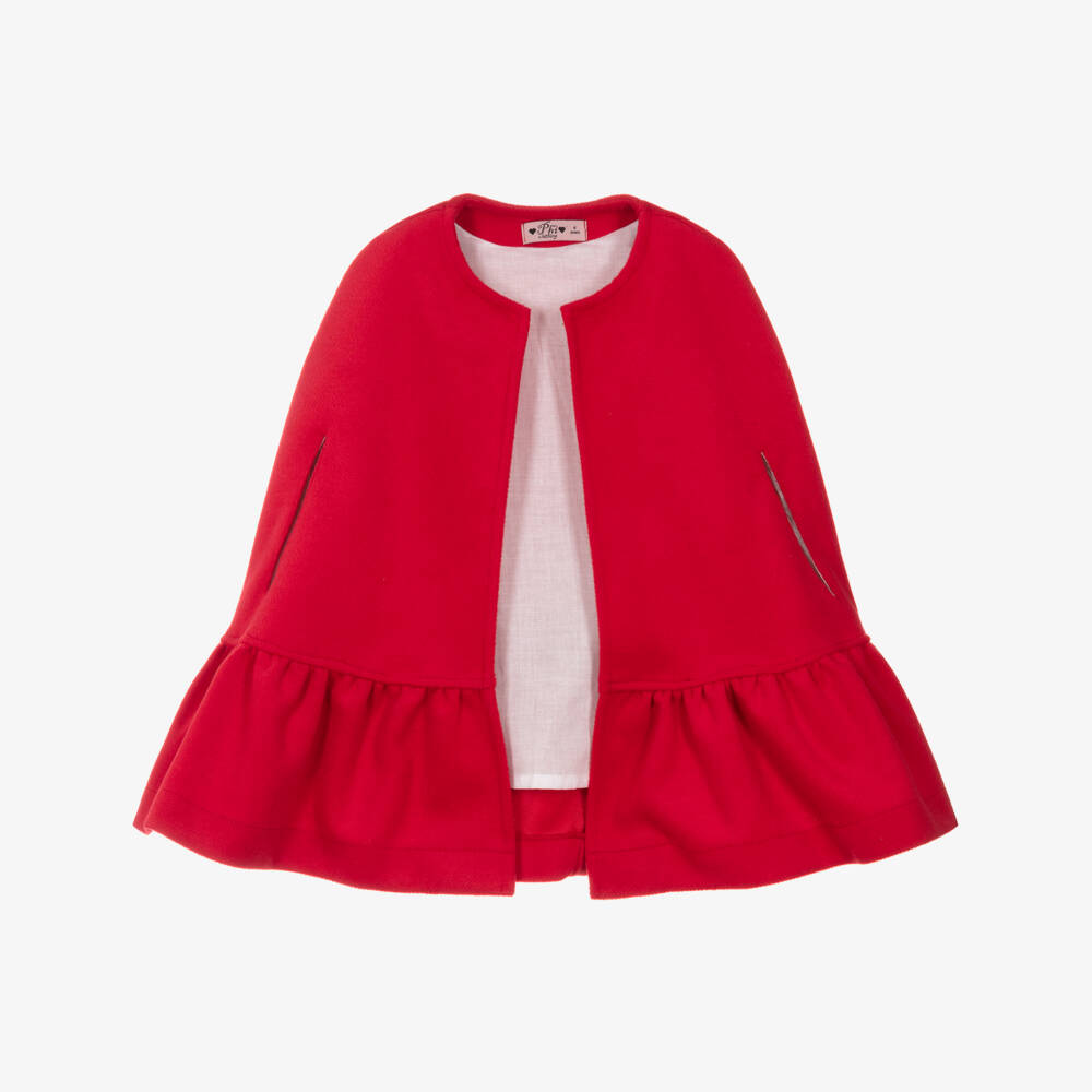Phi Clothing-Girls Red Felted Cape with Bow | Childrensalon Outlet