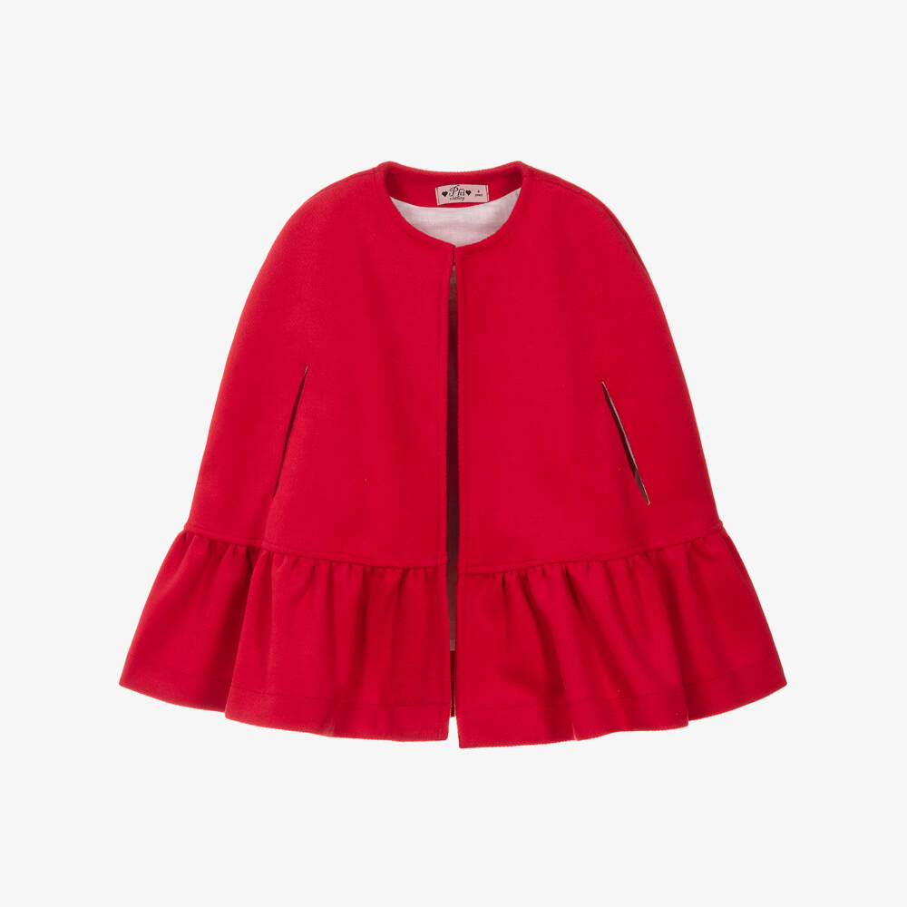 Phi Clothing-Girls Red Felted Cape with Bow | Childrensalon Outlet