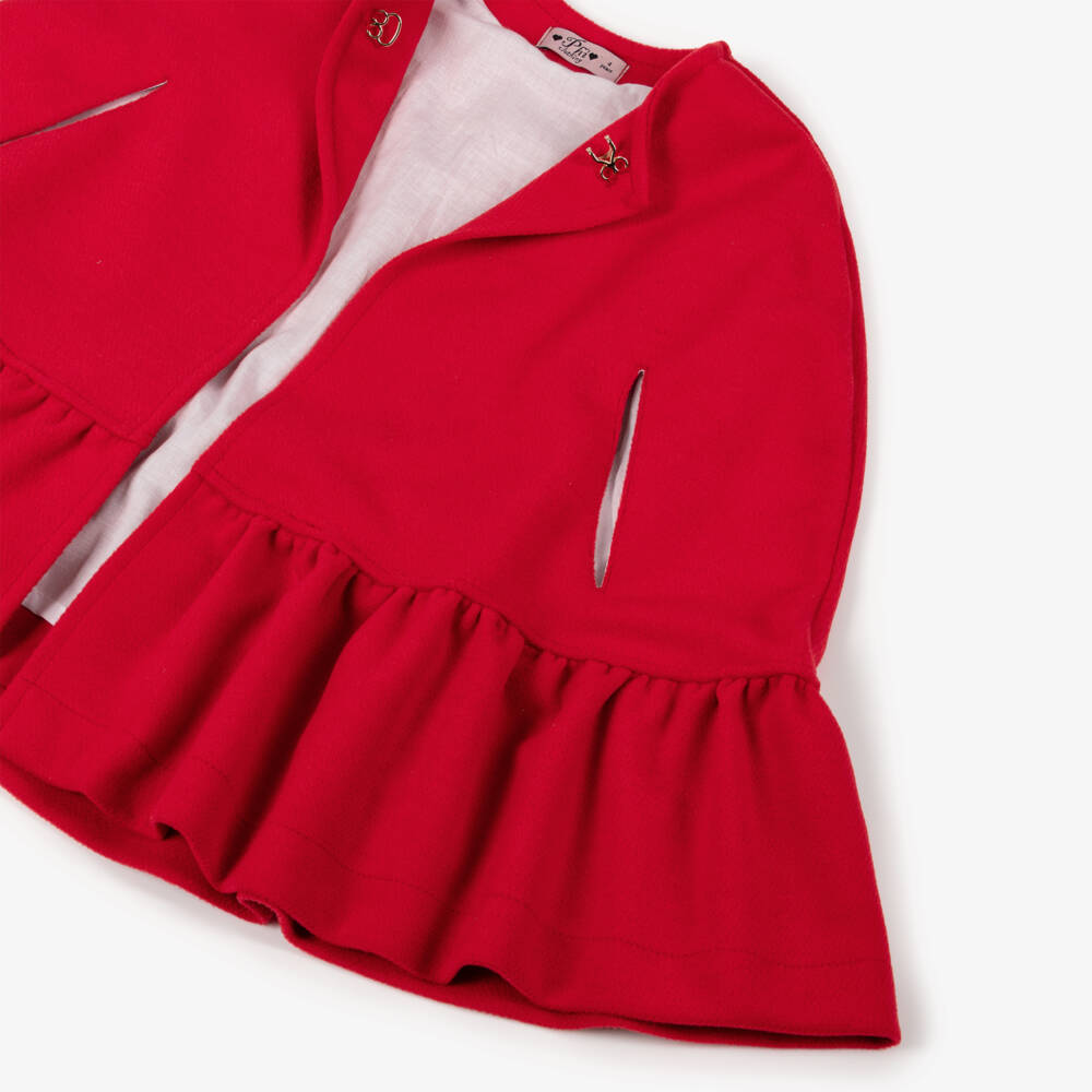 Phi Clothing-Girls Red Felted Cape with Bow | Childrensalon Outlet