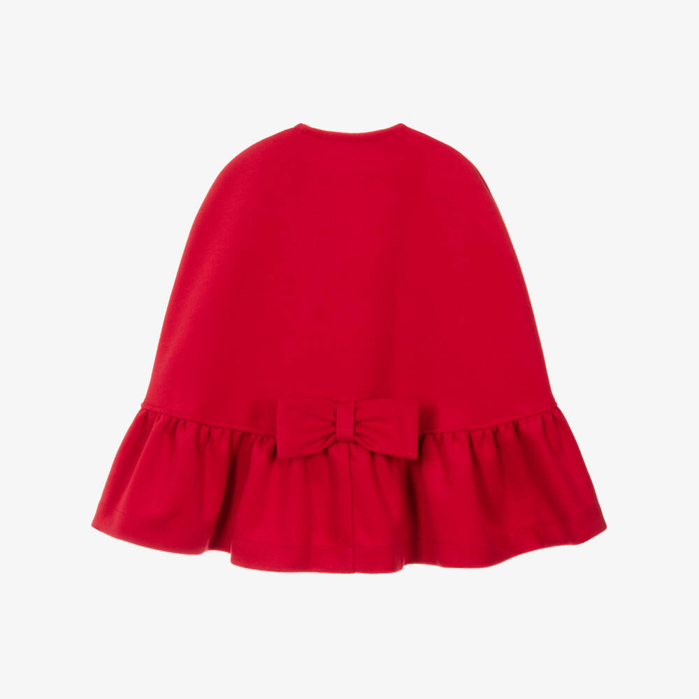 Phi Clothing-Girls Red Felted Cape with Bow | Childrensalon Outlet