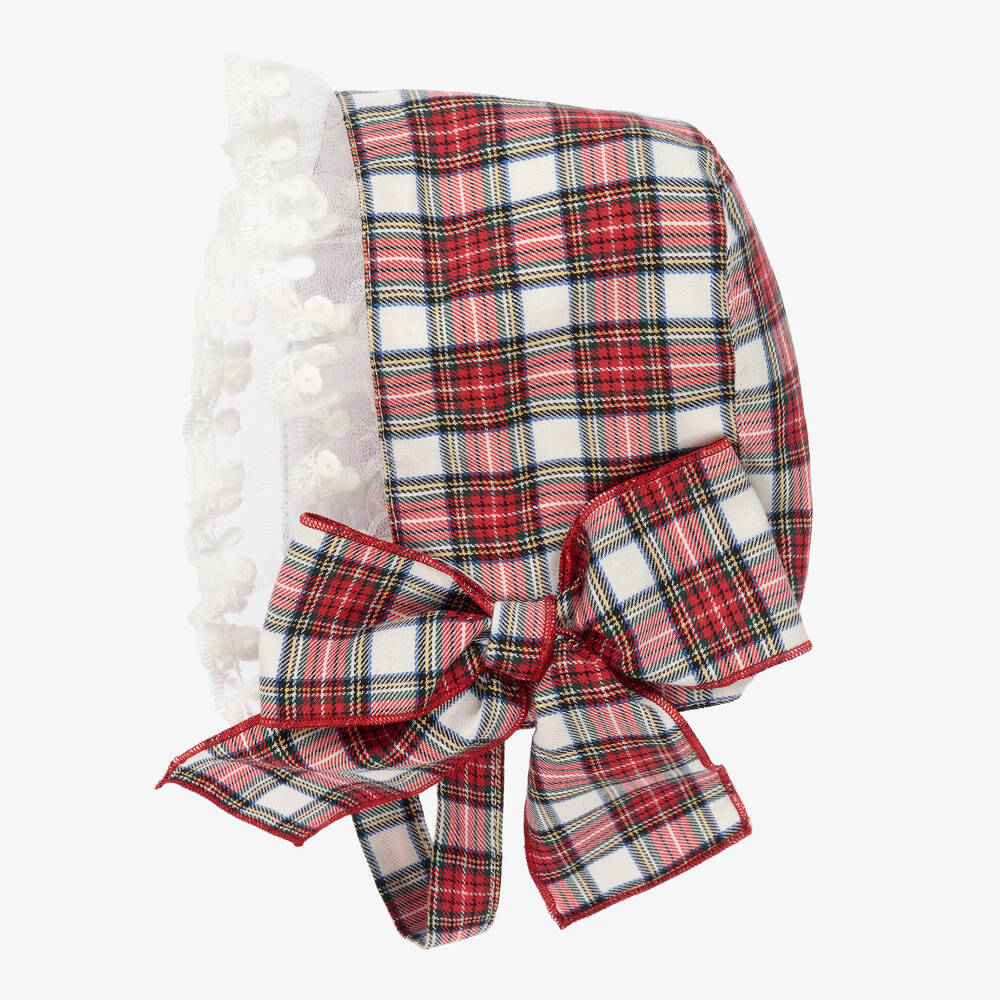 Phi Clothing - Красный чепец в шотландскую клетку для девочек | Childrensalon
