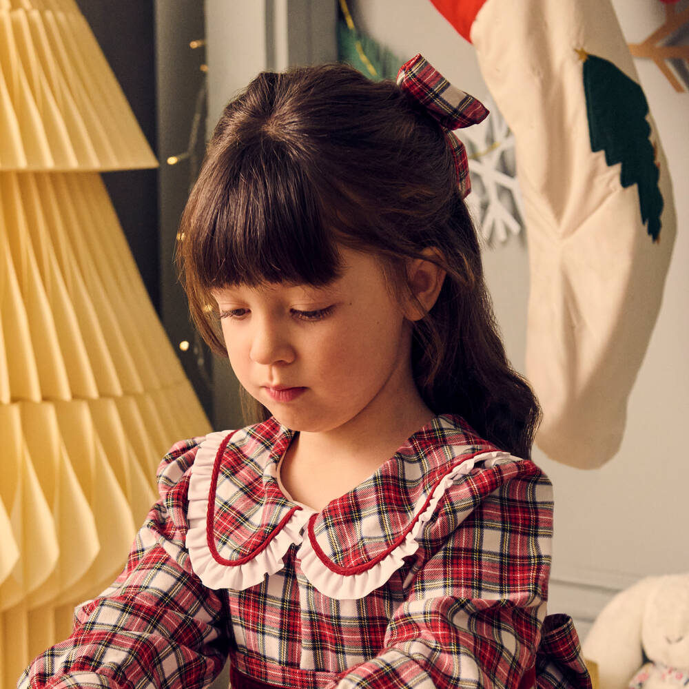 Phi Clothing-Girls Red Tartan Bow Clip (15cm) | Childrensalon Outlet