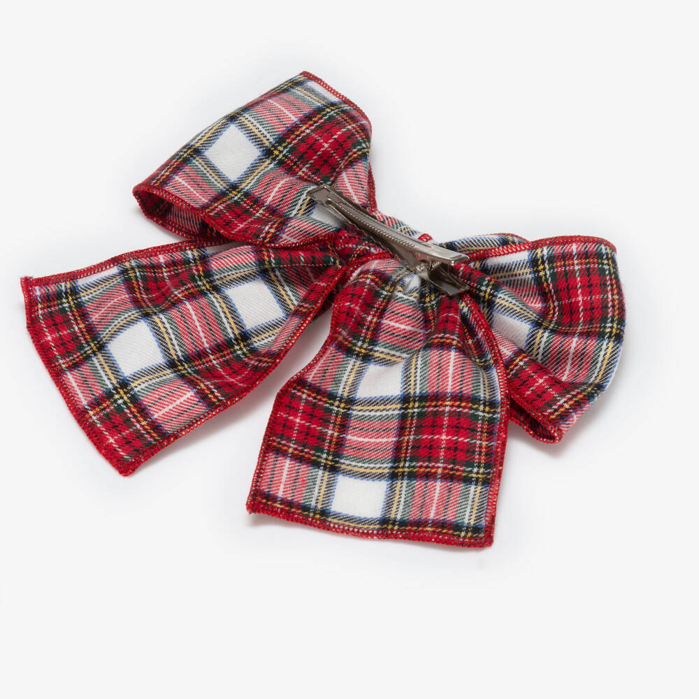 Phi Clothing-Girls Red Tartan Bow Clip (15cm) | Childrensalon Outlet