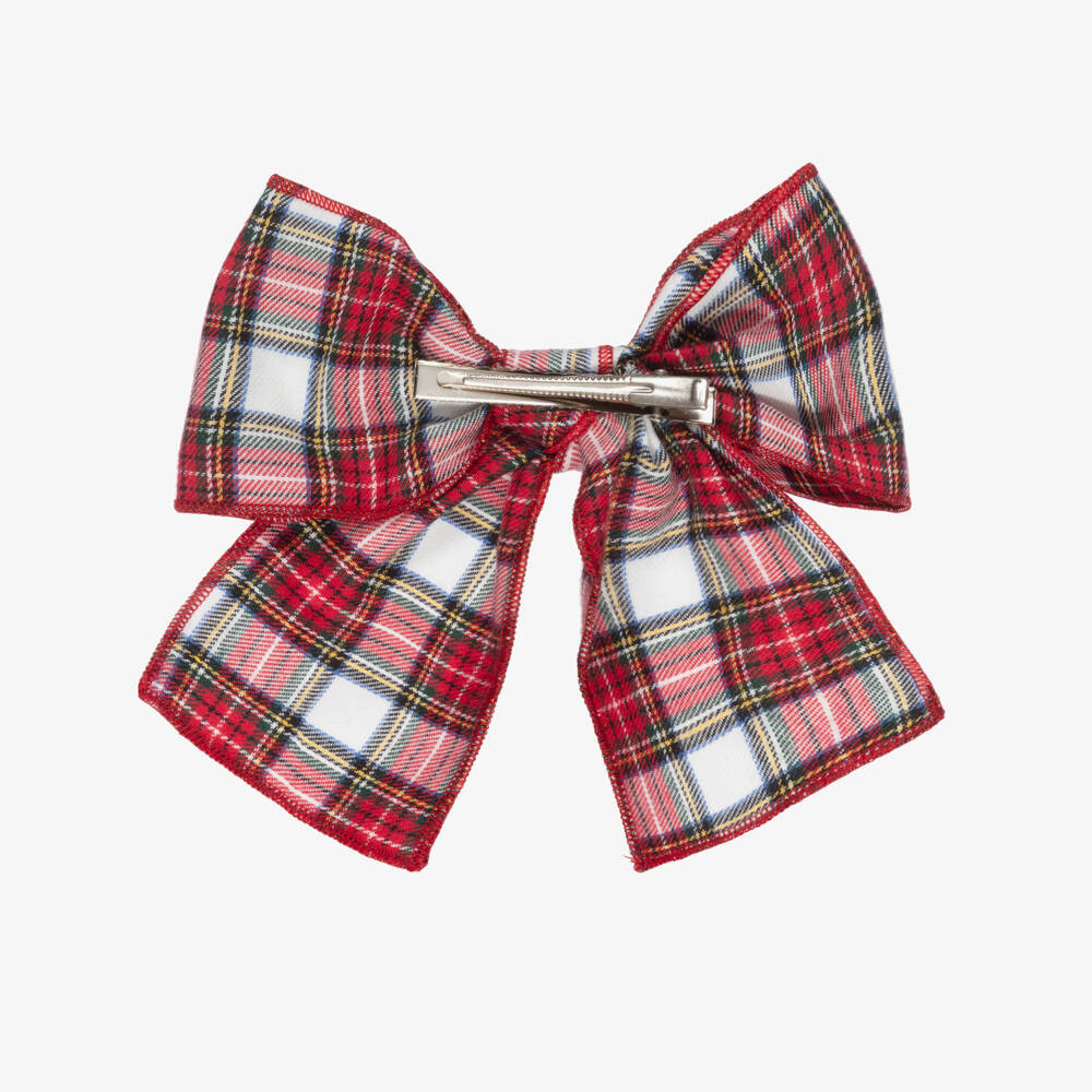 Phi Clothing-Girls Red Tartan Bow Clip (15cm) | Childrensalon Outlet