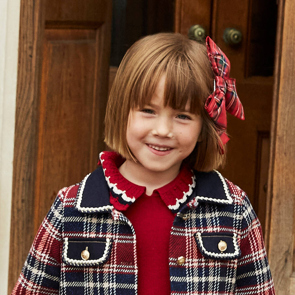 Phi Clothing-Girls Red Tartan Bow Hair Clip (15cm) | Childrensalon Outlet