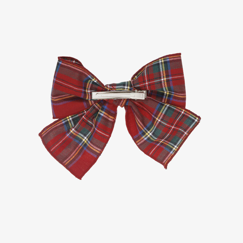 Phi Clothing-Girls Red Tartan Bow Hair Clip (15cm) | Childrensalon Outlet