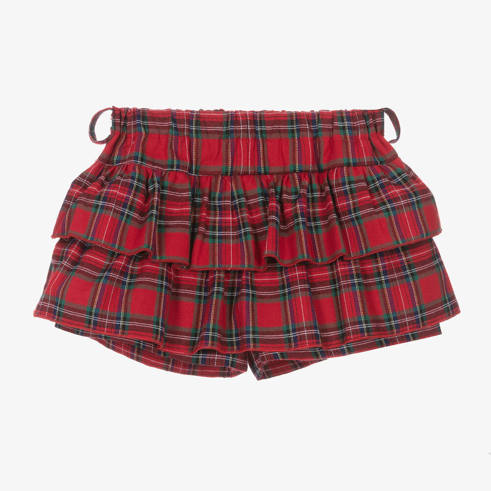 Phi Clothing-Girls Red Tartan Cotton Skort  | Childrensalon Outlet