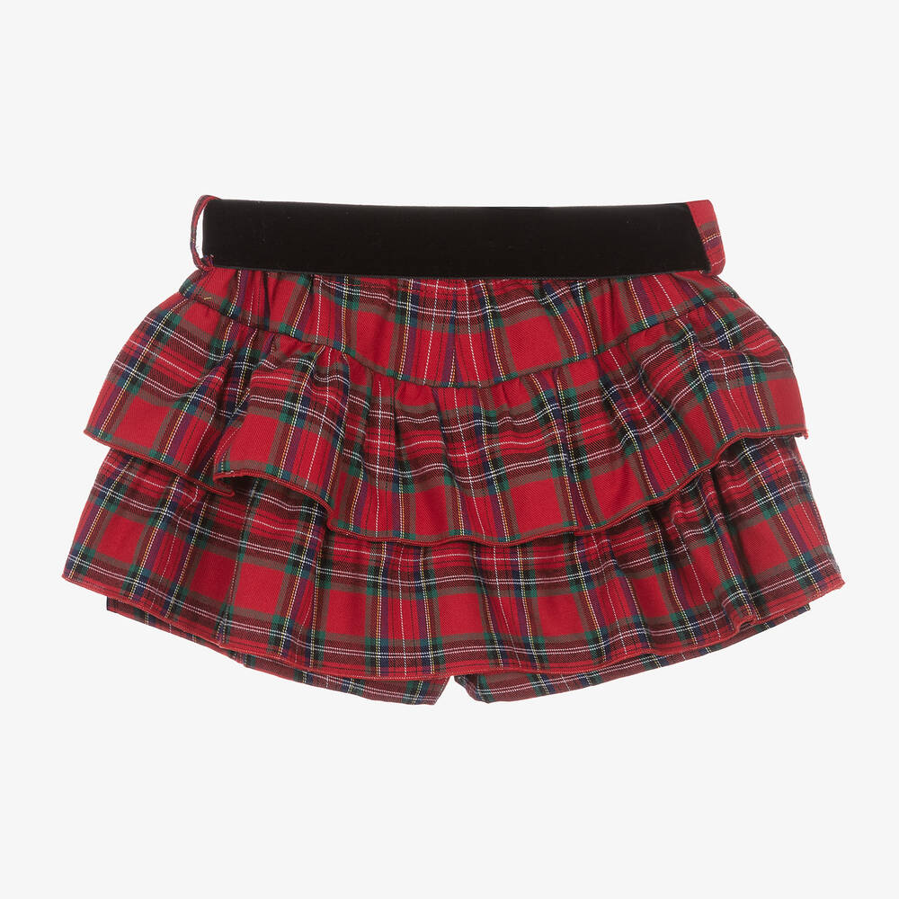 Phi Clothing-Girls Red Tartan Cotton Skort  | Childrensalon Outlet