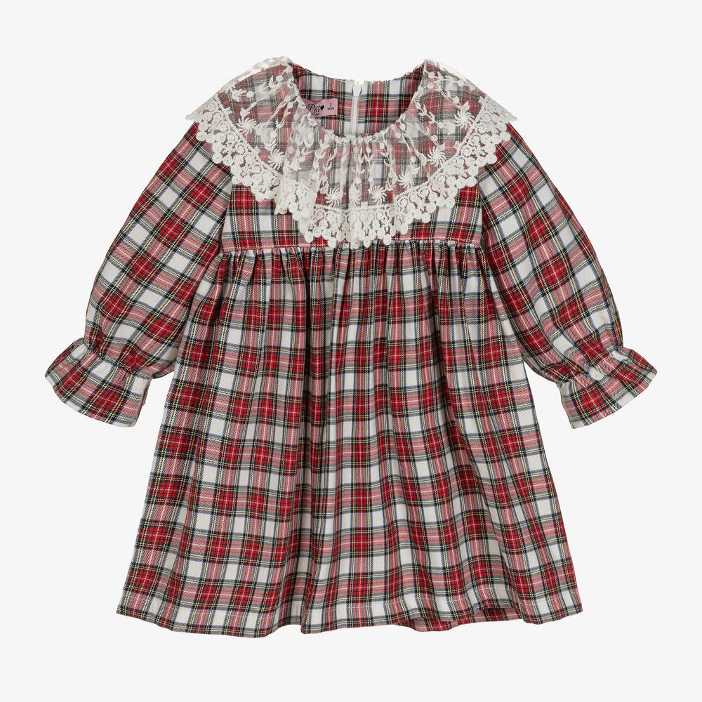 Phi Clothing - Robe rouge écossaise fille | Childrensalon