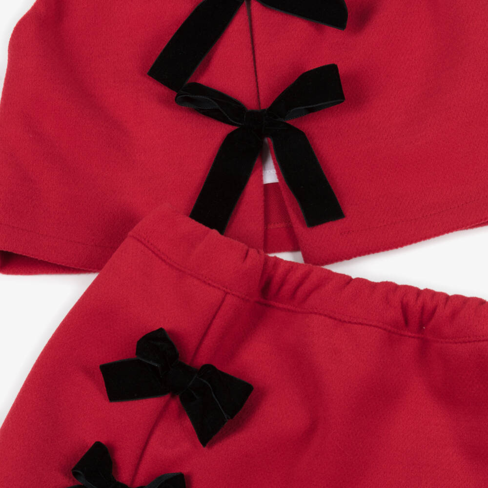 Phi Clothing-Girls Red Velvet Bow Skirt Set | Childrensalon Outlet