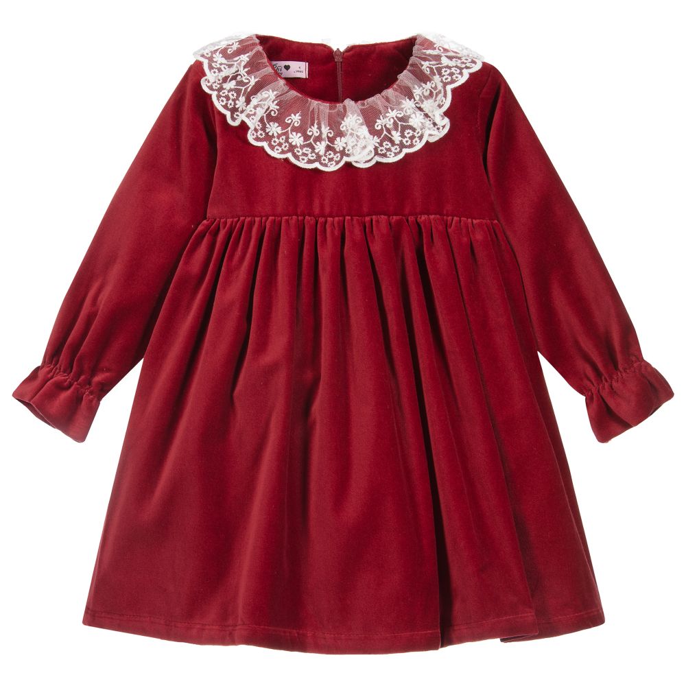 Phi Clothing - Girls Red Velvet Dress | Childrensalon