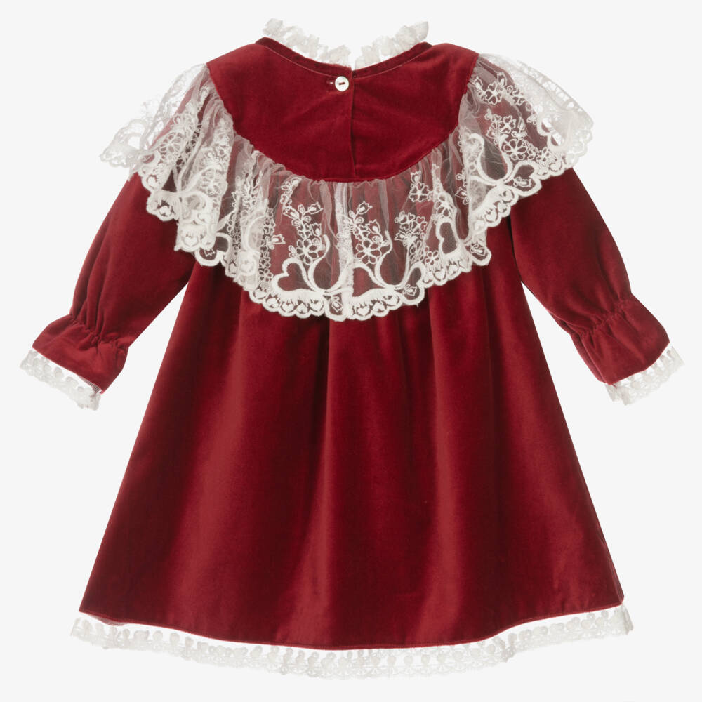 Phi Clothing-Girls Red Velvet & Lace Dress | Childrensalon Outlet