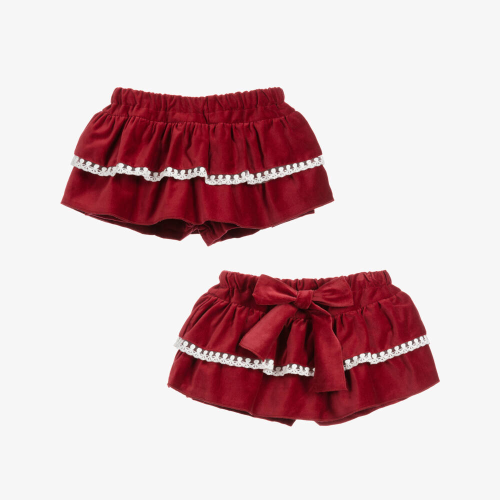 Phi Clothing-تنورة سكورت مخمل لون أحمر و أبيض | Childrensalon Outlet