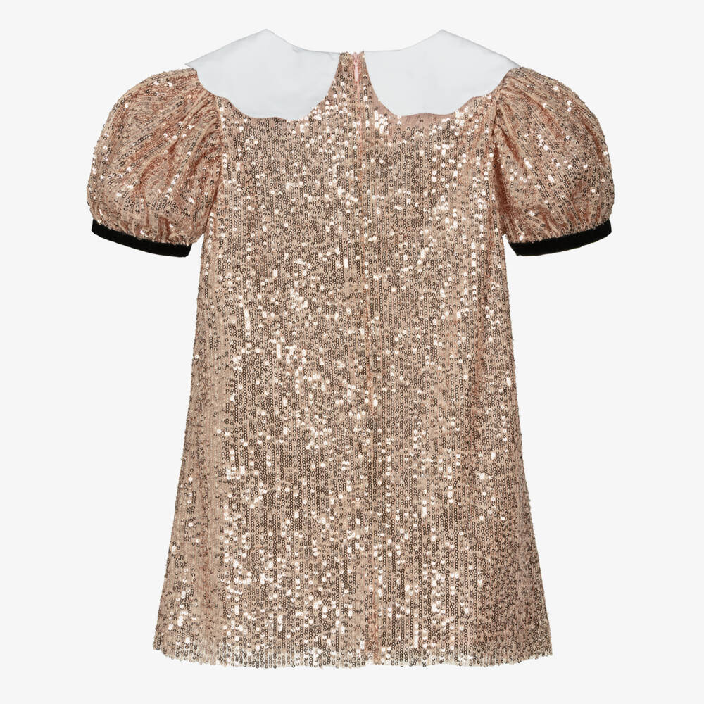 Phi Clothing-Girls Rose Gold Sequin Shift Dress | Childrensalon Outlet