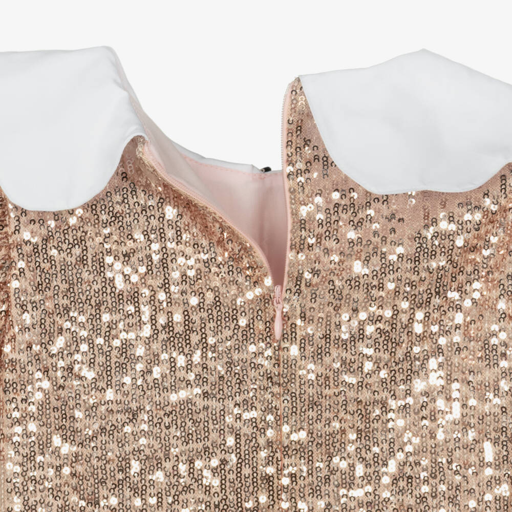 Phi Clothing-Girls Rose Gold Sequin Shift Dress | Childrensalon Outlet