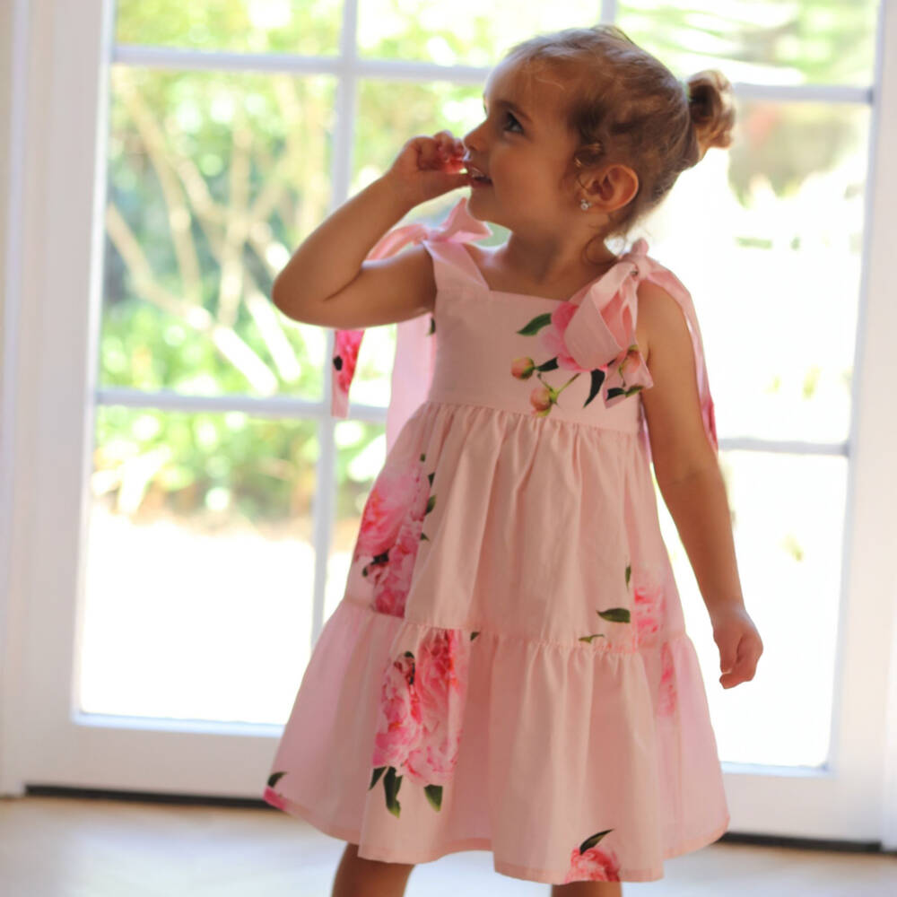 Phi Clothing-فستان زهري قطن ناعم للبنات | Childrensalon Outlet