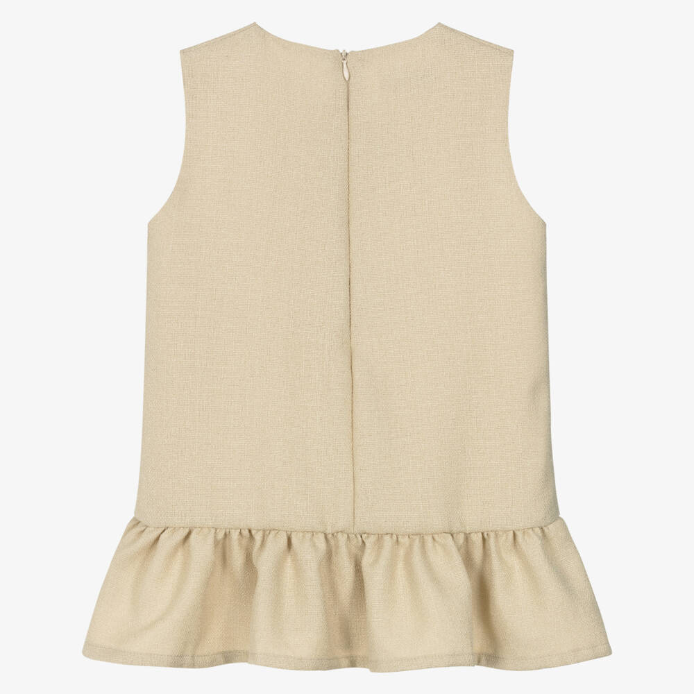 Phi Clothing-Эксклюзивное бежевое платье с бантом для девочек | Childrensalon Outlet