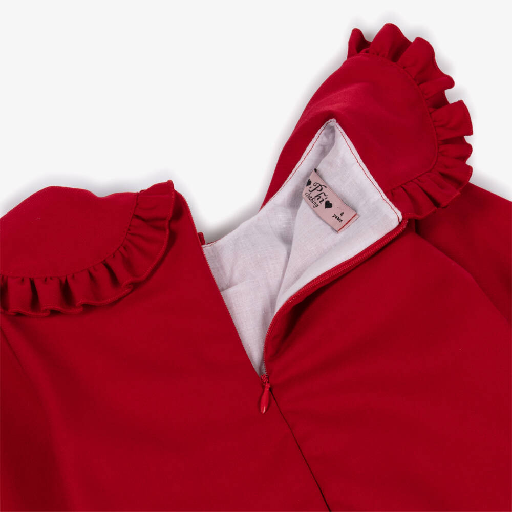 Phi Clothing-Girls Scarlet Twill Bow Dress | Childrensalon Outlet