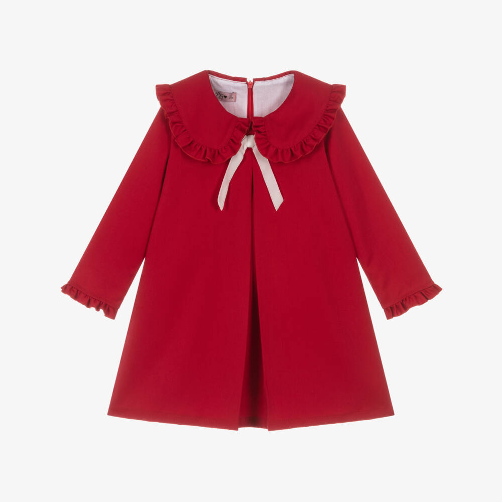 Phi Clothing-Girls Scarlet Twill Bow Dress | Childrensalon Outlet