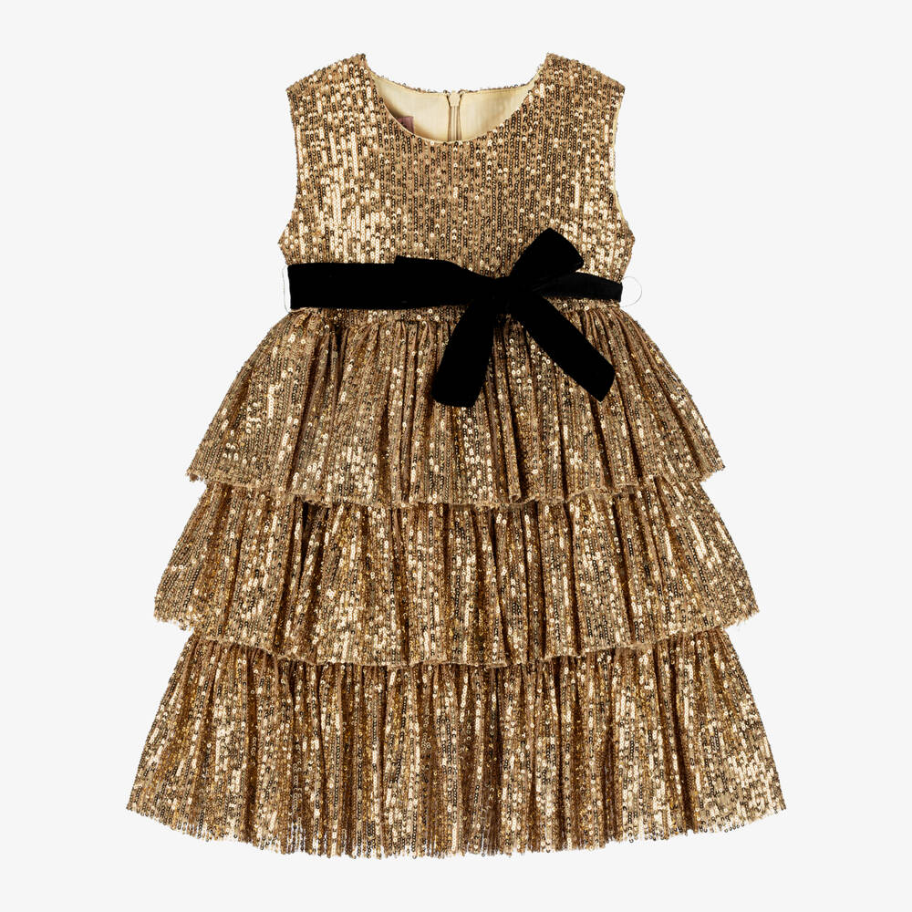 Phi Clothing-Girls Shimmering Gold Sequin Gown | Childrensalon Outlet