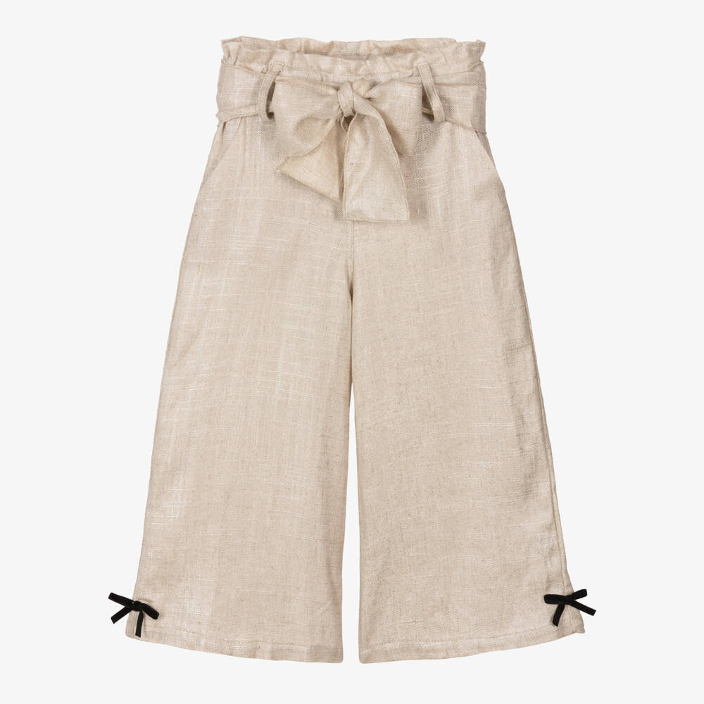 Phi Clothing-Girls Shimmering Linen Bow Trousers | Childrensalon Outlet
