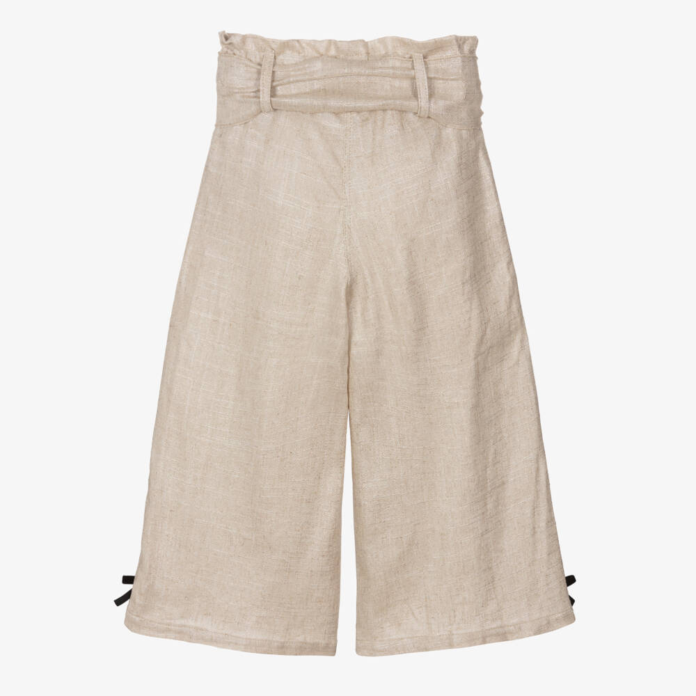 Phi Clothing-Girls Shimmering Linen Bow Trousers | Childrensalon Outlet