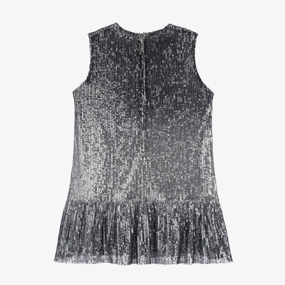 Phi Clothing-Платье для девочек серебристое с гламурными пайетками | Childrensalon Outlet