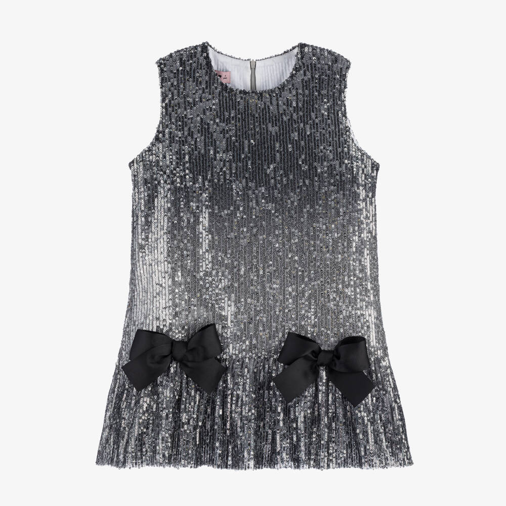 Phi Clothing-Girls Silver Glam Sequin Dress | Childrensalon Outlet