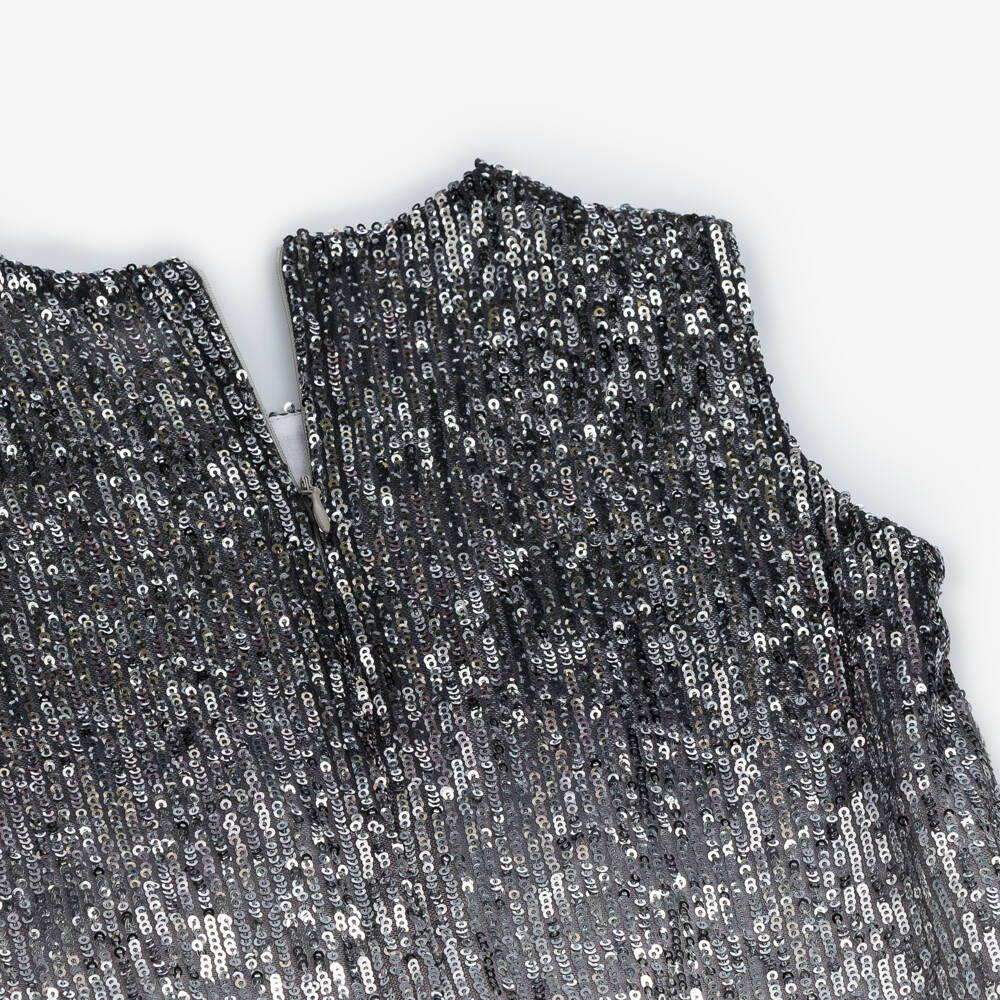 Phi Clothing-Платье для девочек серебристое с гламурными пайетками | Childrensalon Outlet