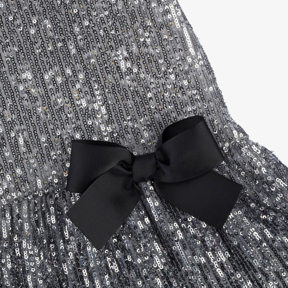 Phi Clothing-Платье для девочек серебристое с гламурными пайетками | Childrensalon Outlet