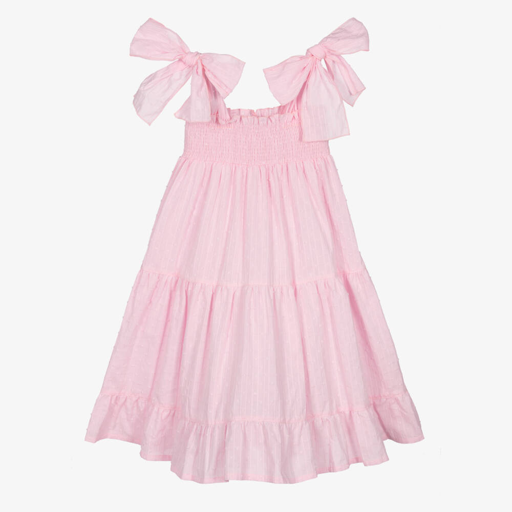Phi Clothing-فستان قطني ناعم وردي للبنات | Childrensalon Outlet