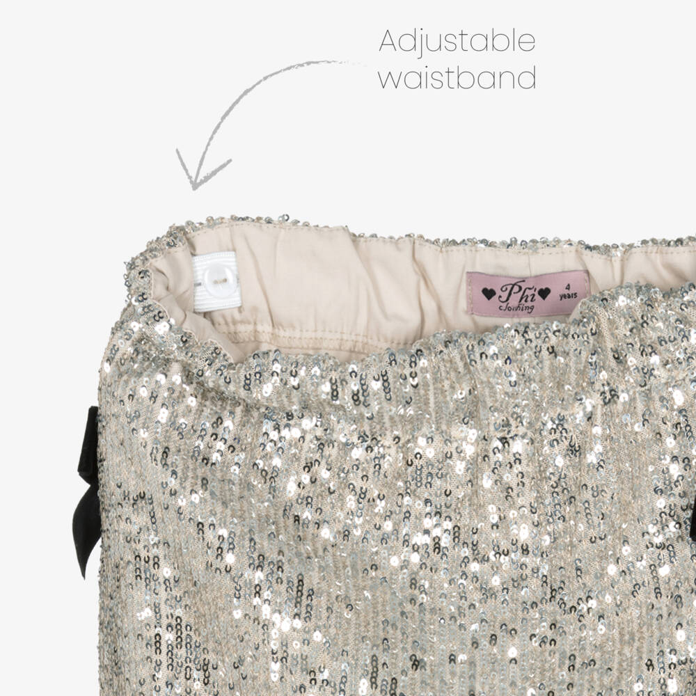 Phi Clothing-Girls Sparkling Beige Skirt with Bows | Childrensalon Outlet