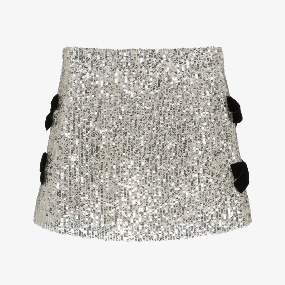 Phi Clothing-Girls Sparkling Beige Skirt with Bows | Childrensalon Outlet